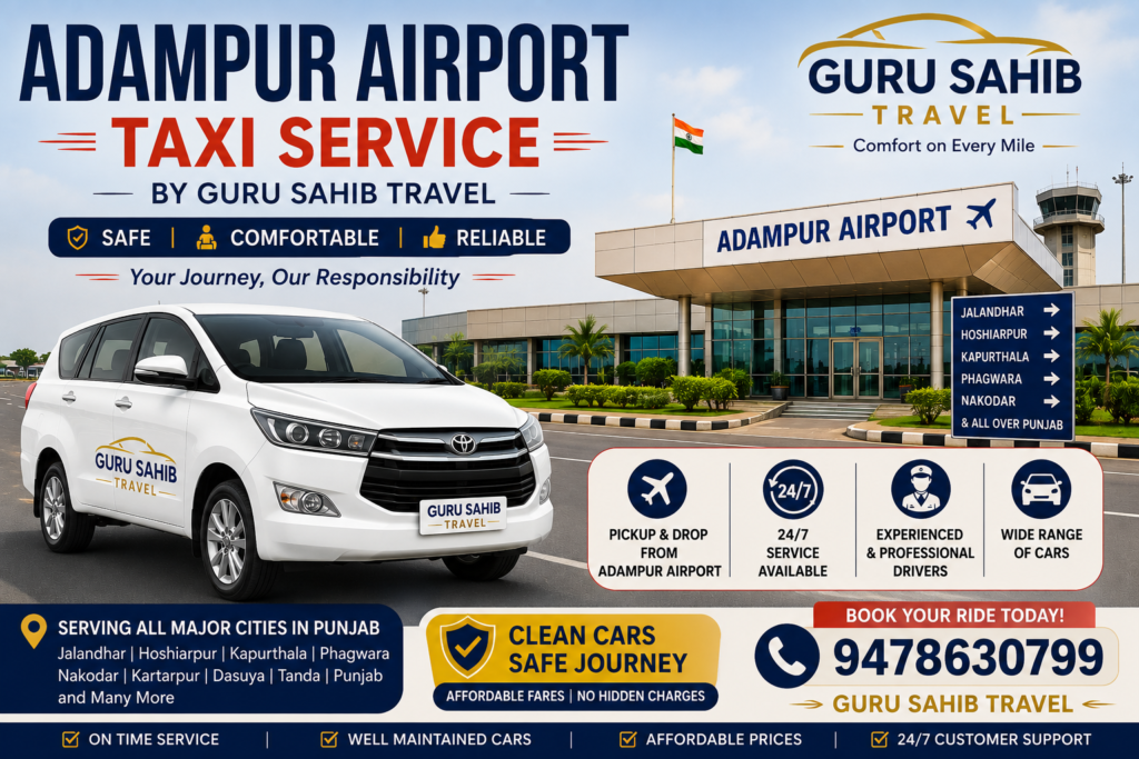 Adampur Airport Taxi Service | Guru Sahib Travel