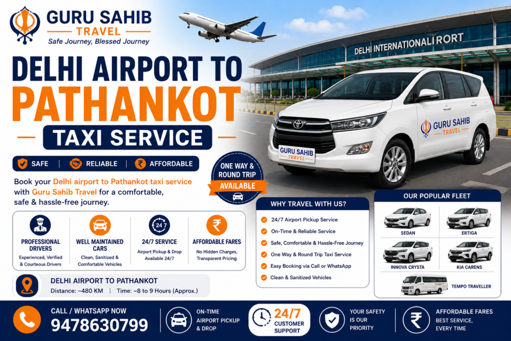 delhi airport to pathankot taxi