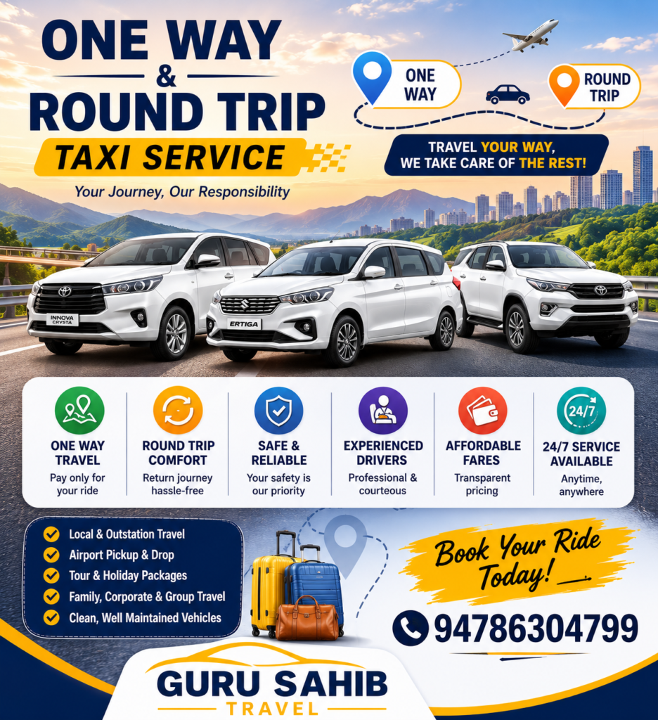 One Way & Round Trip Taxi Service | Guru Sahib Travel